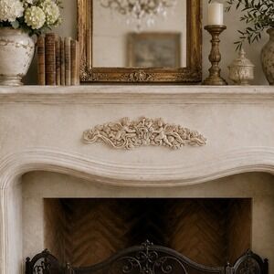 French Country Cherub Wall Pediment Angel Mantel Decor Architectural Plaque